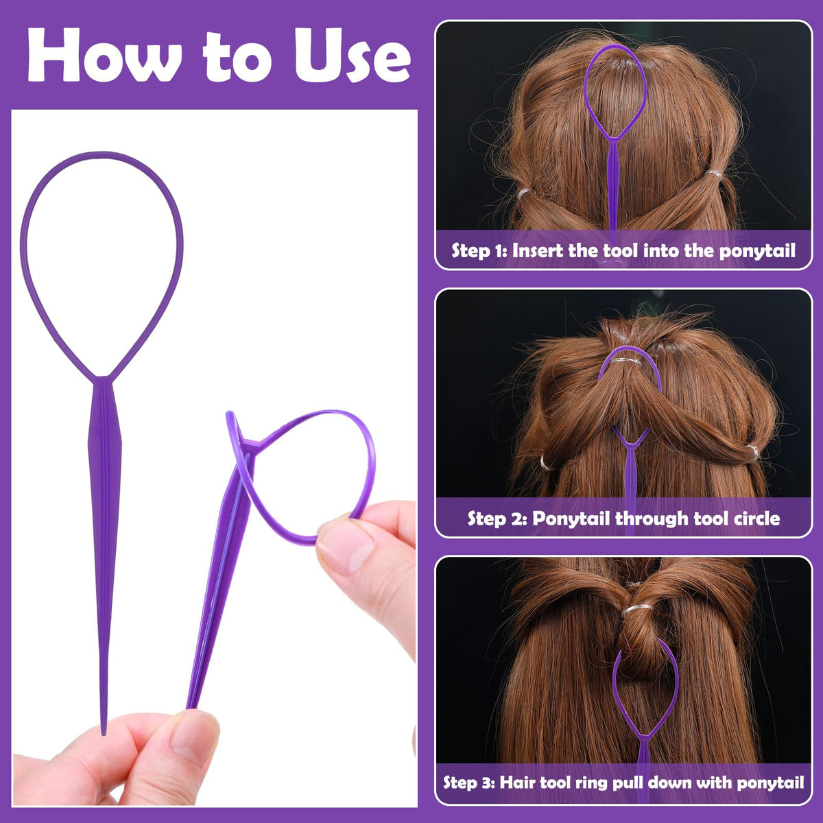 auroray bands in ponytail on child demonstrating secure neat style, brand keeps hair tidy