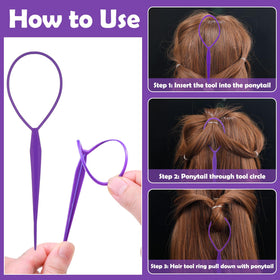 auroray bands in ponytail on child demonstrating secure neat style, brand keeps hair tidy