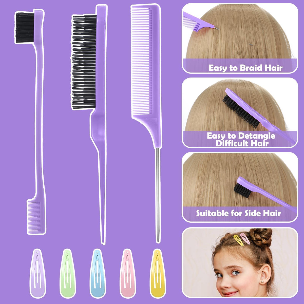 auroray bands in toddler's ponytail holding hair gently without tugging