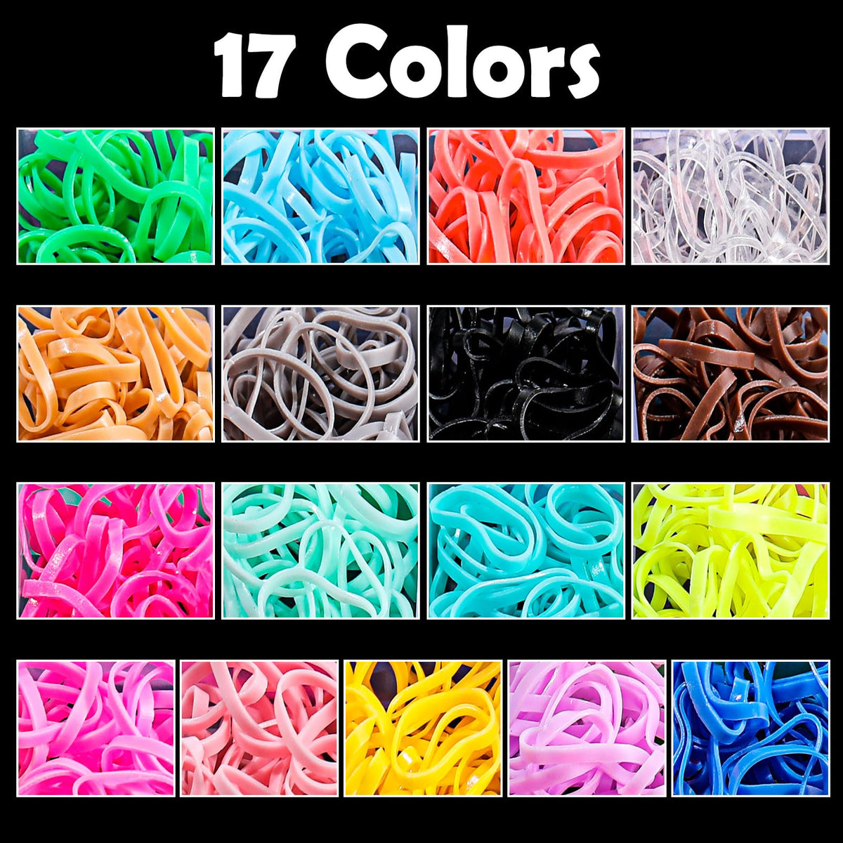 auroray color array closeup shows 17 shades for matching and accents