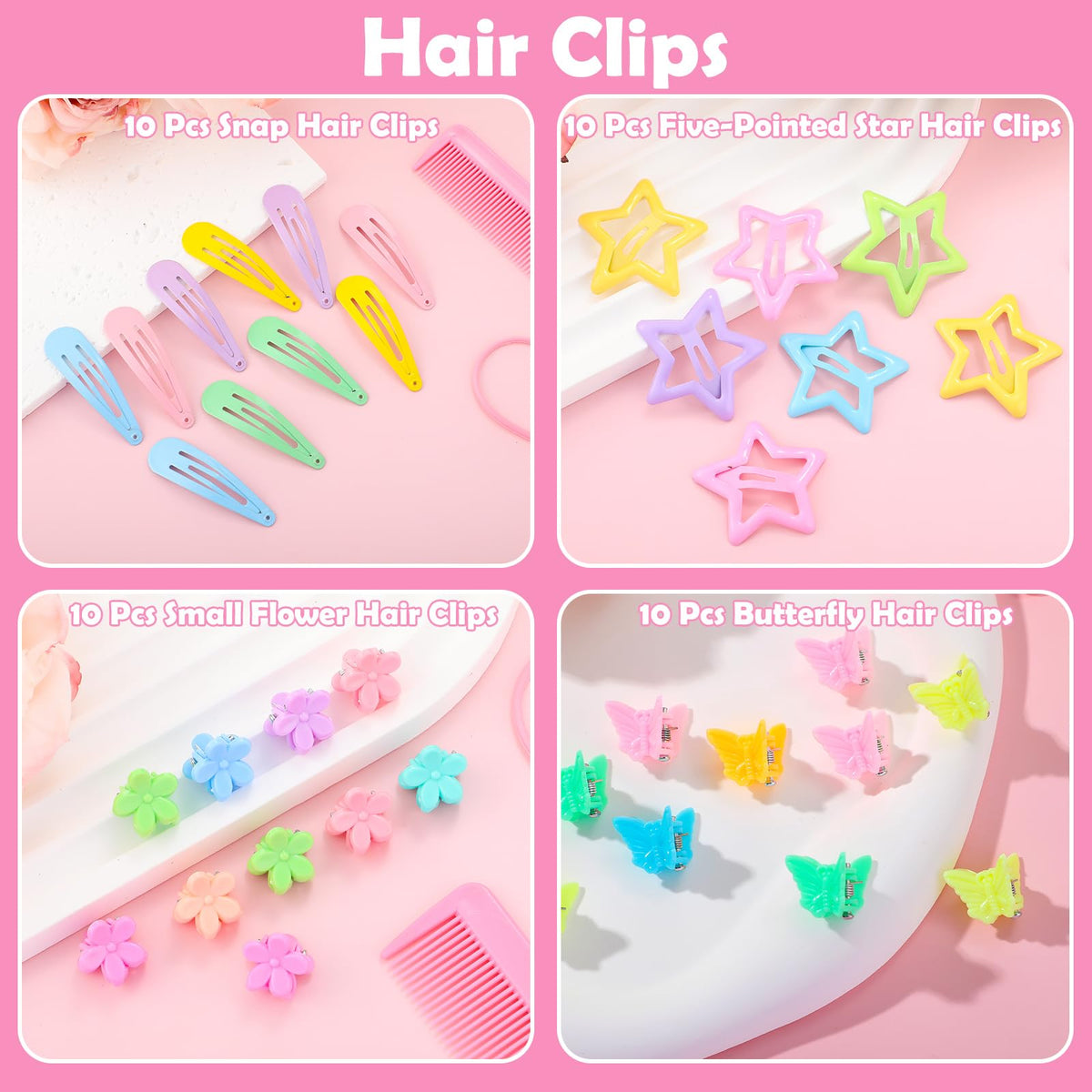 auroray decorative hair clips grouped to display cute styles and bright kid-friendly colors