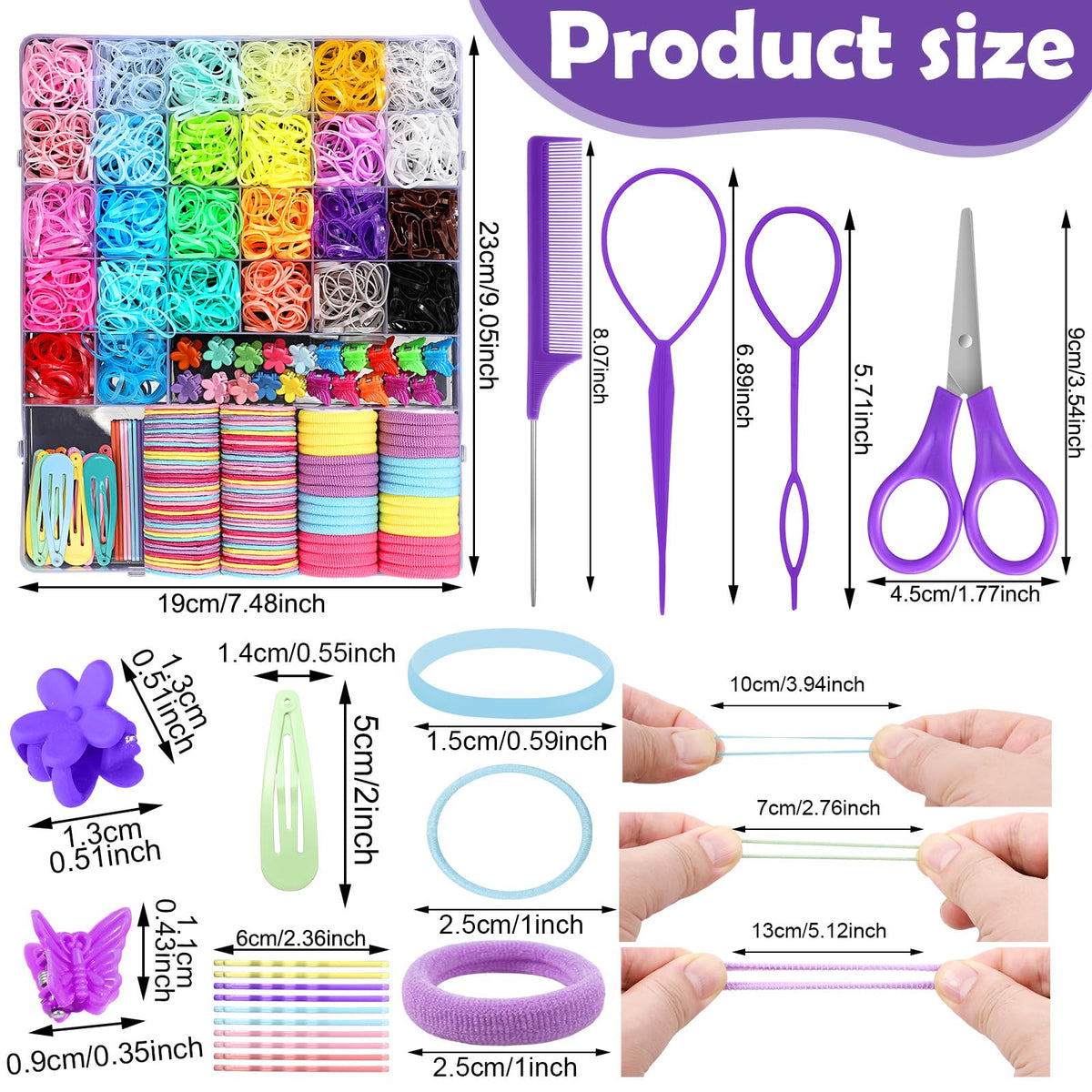 auroray colorful elastic bands close-up displaying variety and durable hold