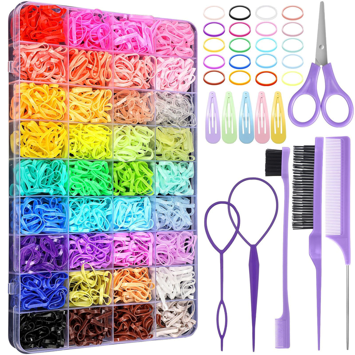 auroray front packaging showing organized colorful bands and tools for neat storage