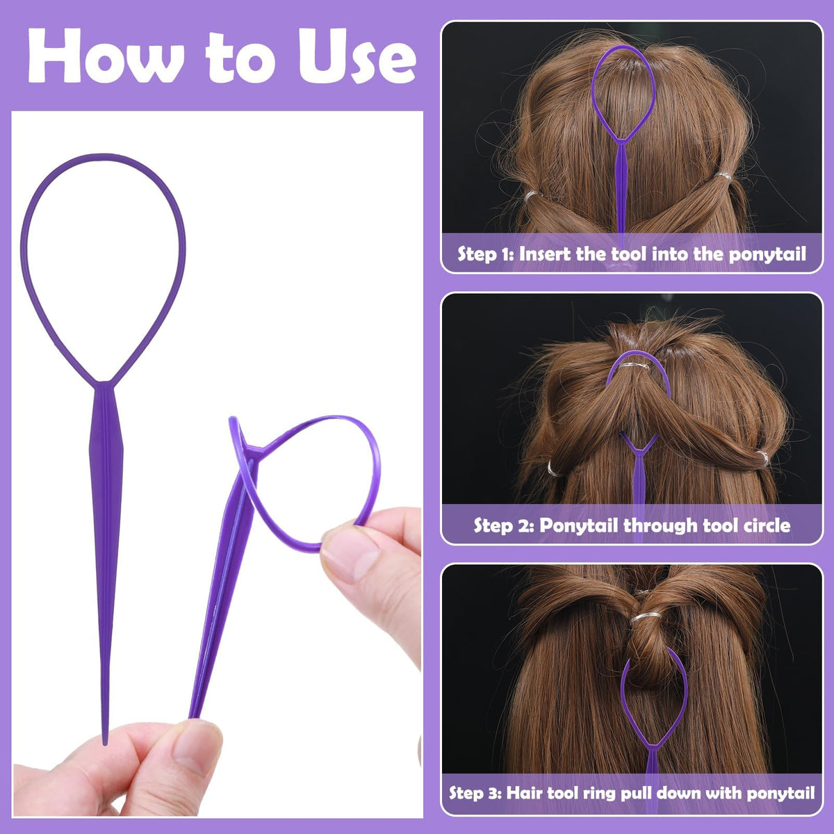 auroray hair loop tools and small scissors included for quick styling and removal