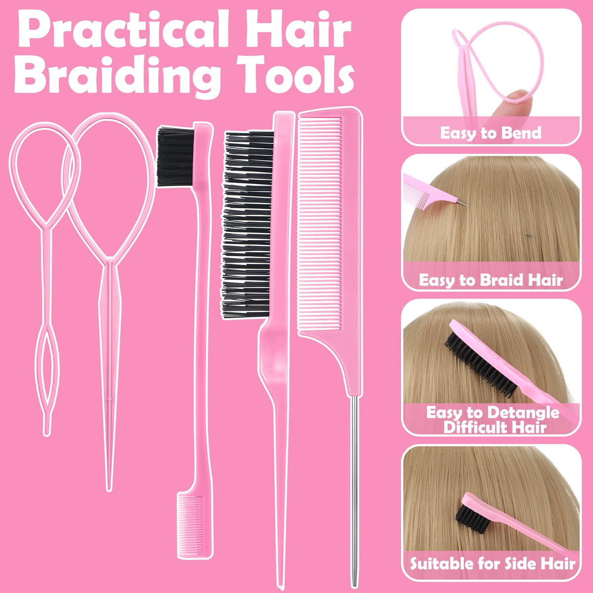 auroray styling tools laid out to show tail tools, brushes and comb for quick hairstyling