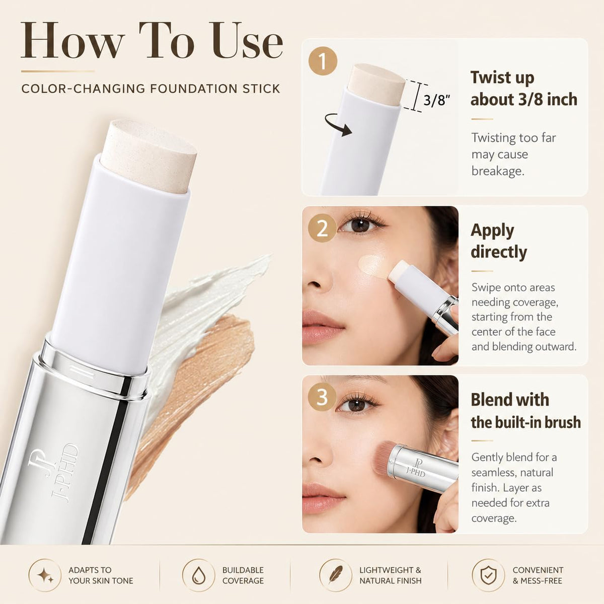 Aurovida application in hand during morning routine for fast, natural coverage