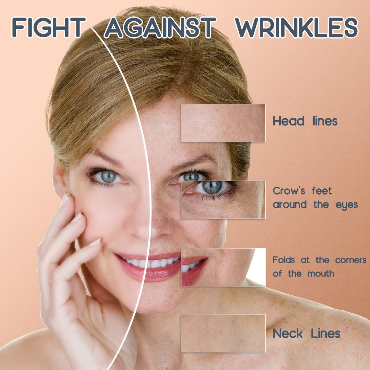 AURUZA applied on forehead illustrating lift effect and immediate smoothing benefit