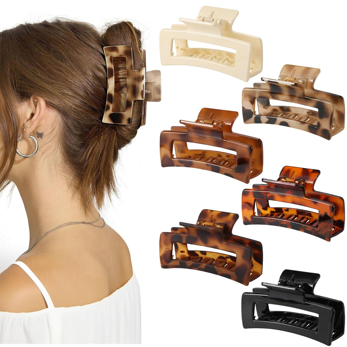 Auseibeely front packaging displaying six tortoise and neutral clips, stylish gifting