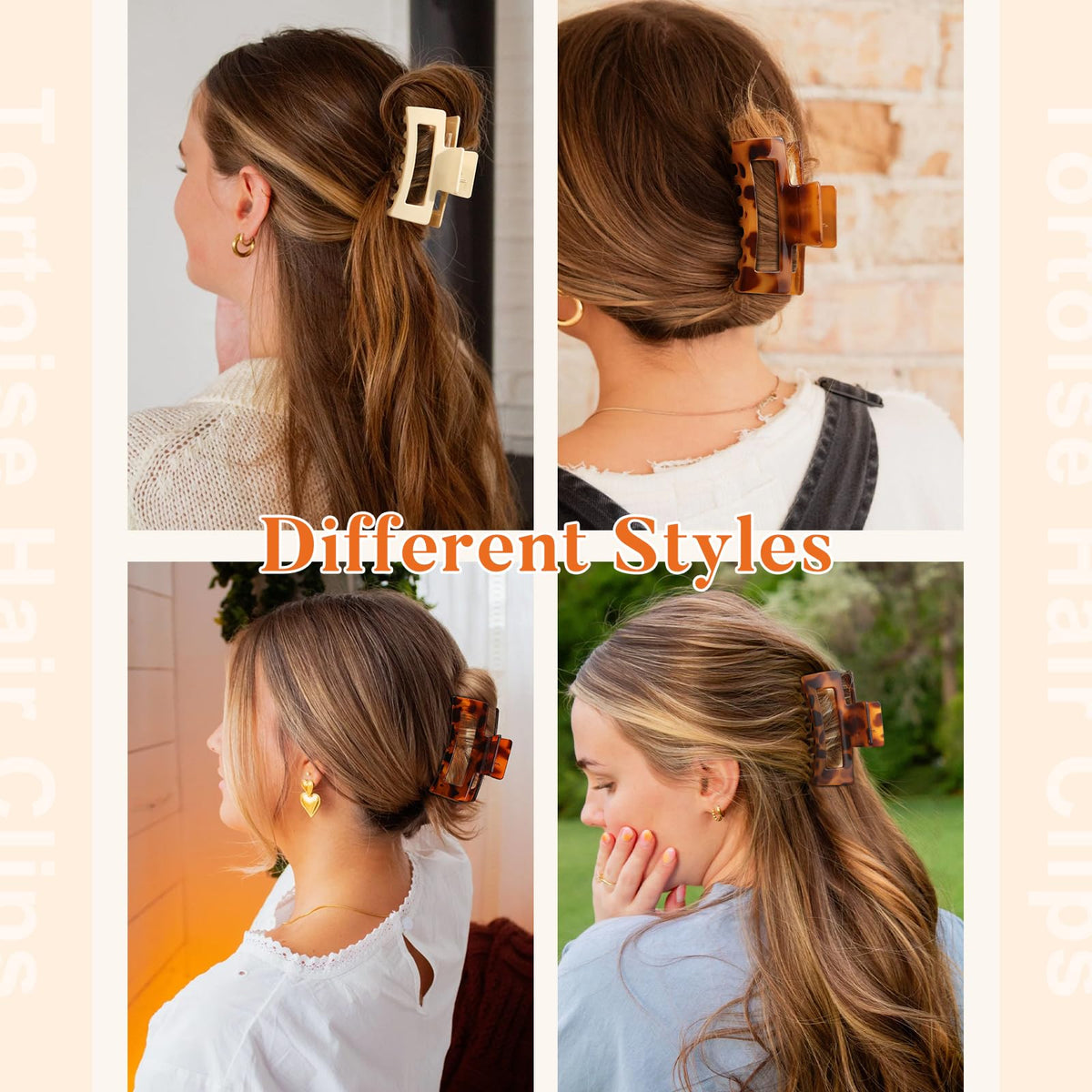 Auseibeely half-up hairstyle demo using a rectangle claw clip for quick styling