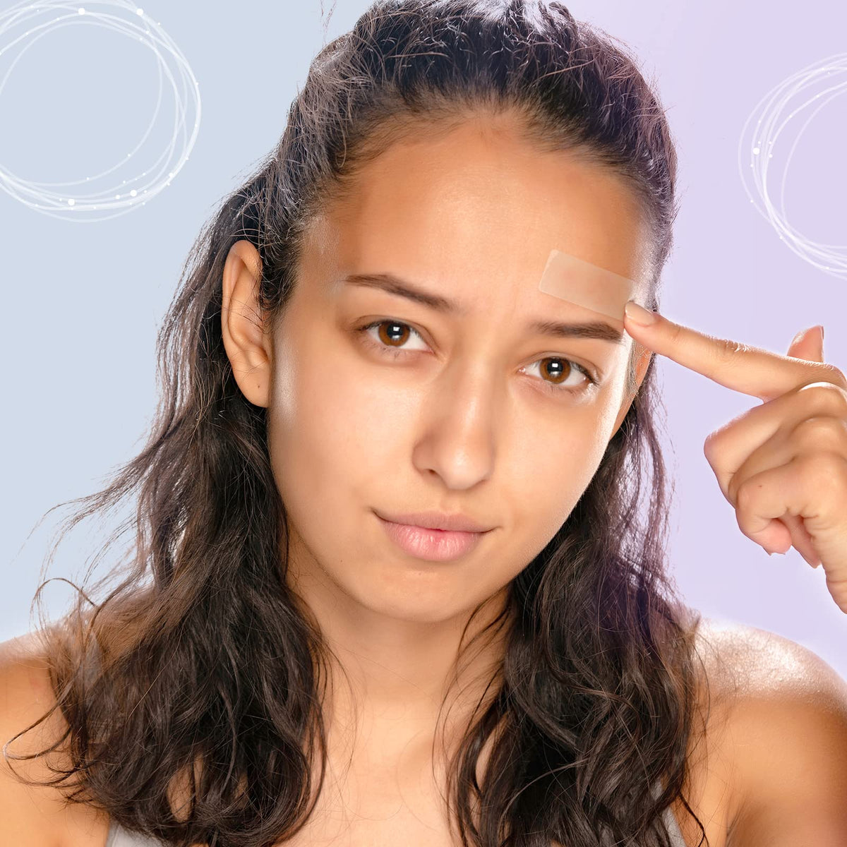 AUSLKA patches on forehead and chin showing multi-spot coverage