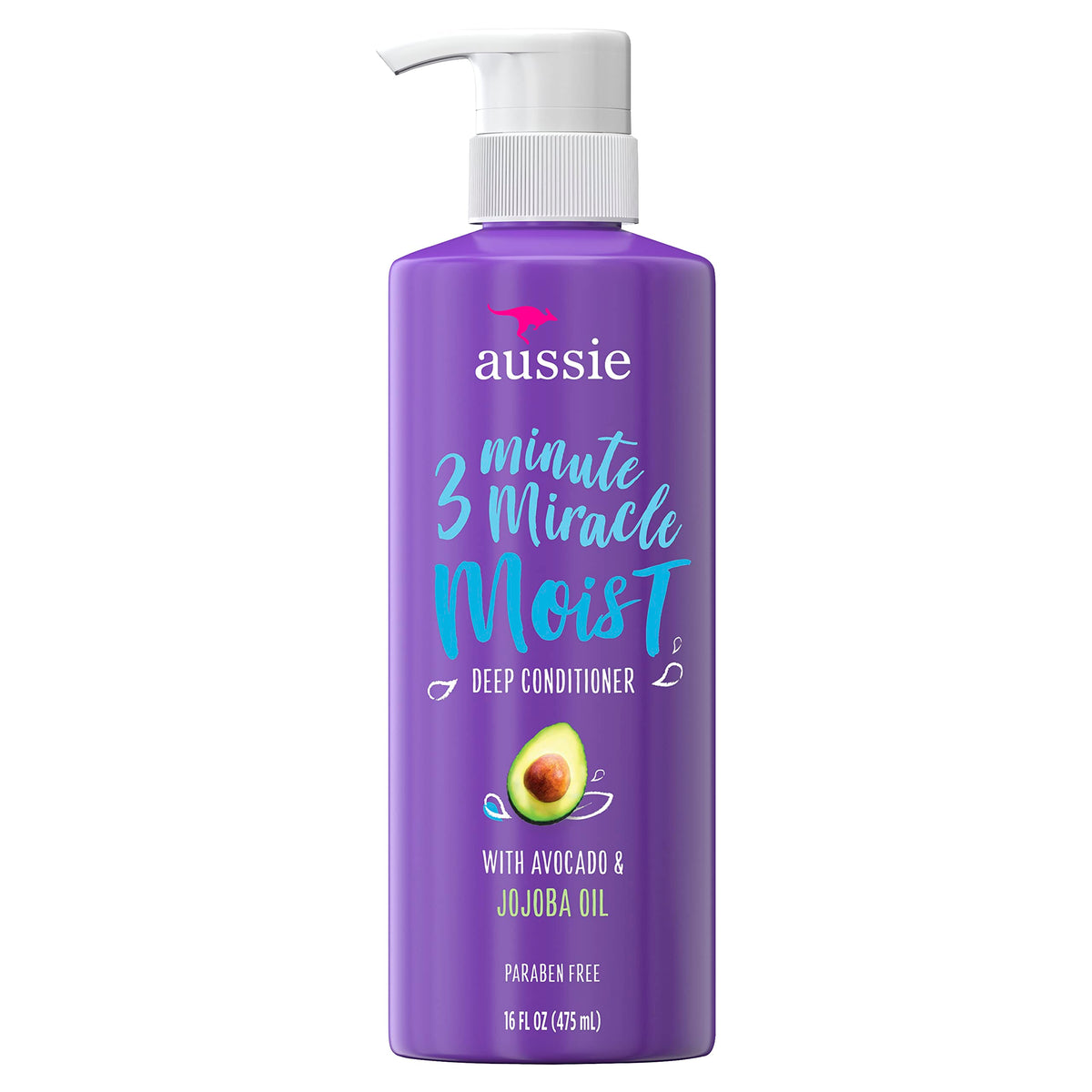 Aussie front packaging showing bottle and moisture benefits