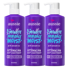 Aussie triple pack front view shows value and full-size bottles for long-term use