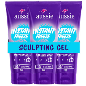 Aussie triple pack front packaging showing three 7 fl oz tubes and product benefits