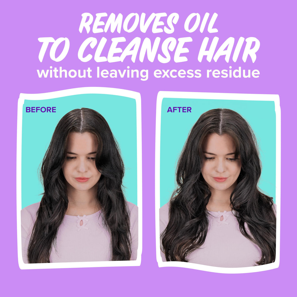 Aussie hair refresh before and after demonstrating reduced greasiness and lift