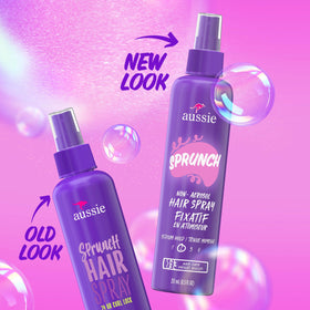 Aussie hairspray close-up of nozzle and bottle texture showing precise non-aerosol application