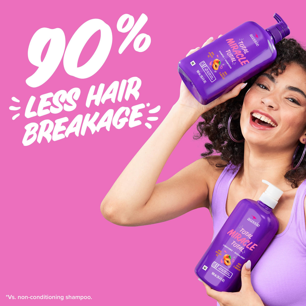 Aussie conditioner being applied in shower for improved detangling