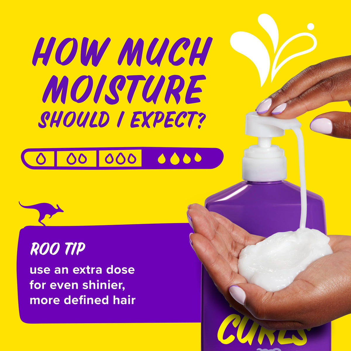 Model applying Aussie in shower to wet curls, highlighting ease of use and hydration