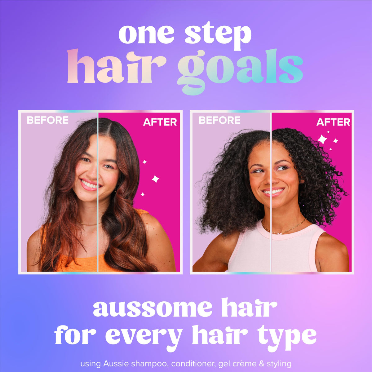 Aussie applied on curls showing definition and frizz control