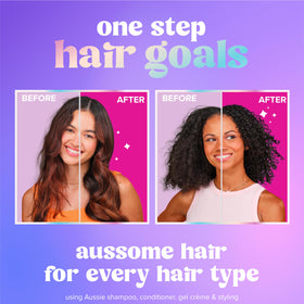 Aussie applied on curls showing definition and frizz control