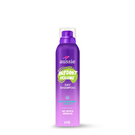 Aussie front packaging of Instant Volume dry shampoo showing 4.9 oz can and branding benefit refresh