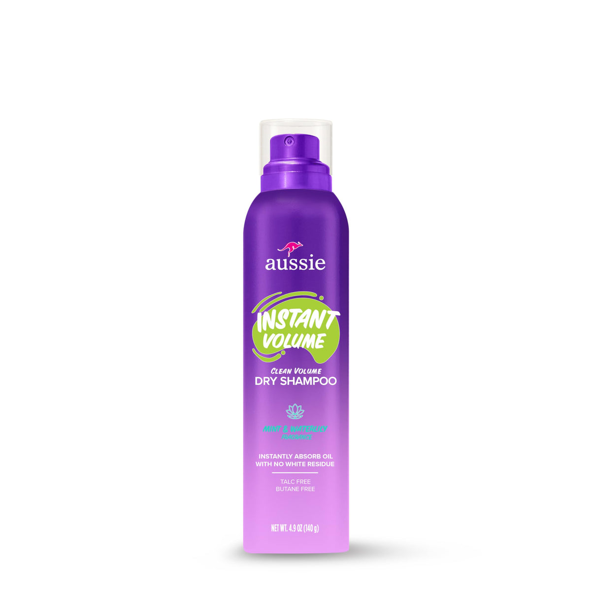 Mint leaves and waterlily blooms next to Aussie can illustrating the fresh scent benefit
