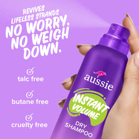 Close-up of dry shampoo texture spraying fine mist that absorbs oil for instant root lift benefit