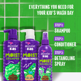Aussie kids bundle size comparison with bottles showing 16oz and 8oz volumes