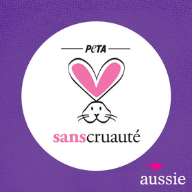 PETA cruelty-free seal on Aussie packaging signaling ethical choice and trusted safety