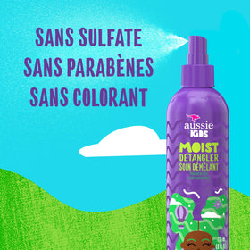 Back label of Aussie bottle highlighting no sulfates, parabens, dyes for caregiver reassurance