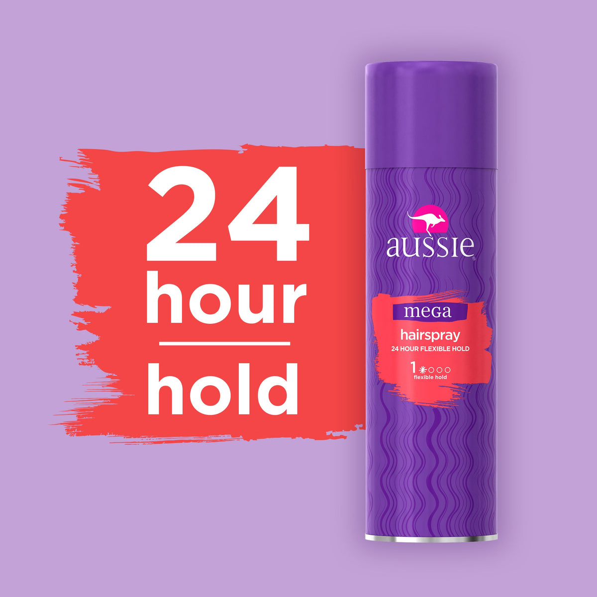 Aussie Mega Hairspray next to other items to show 1.5 fl oz scale advantage