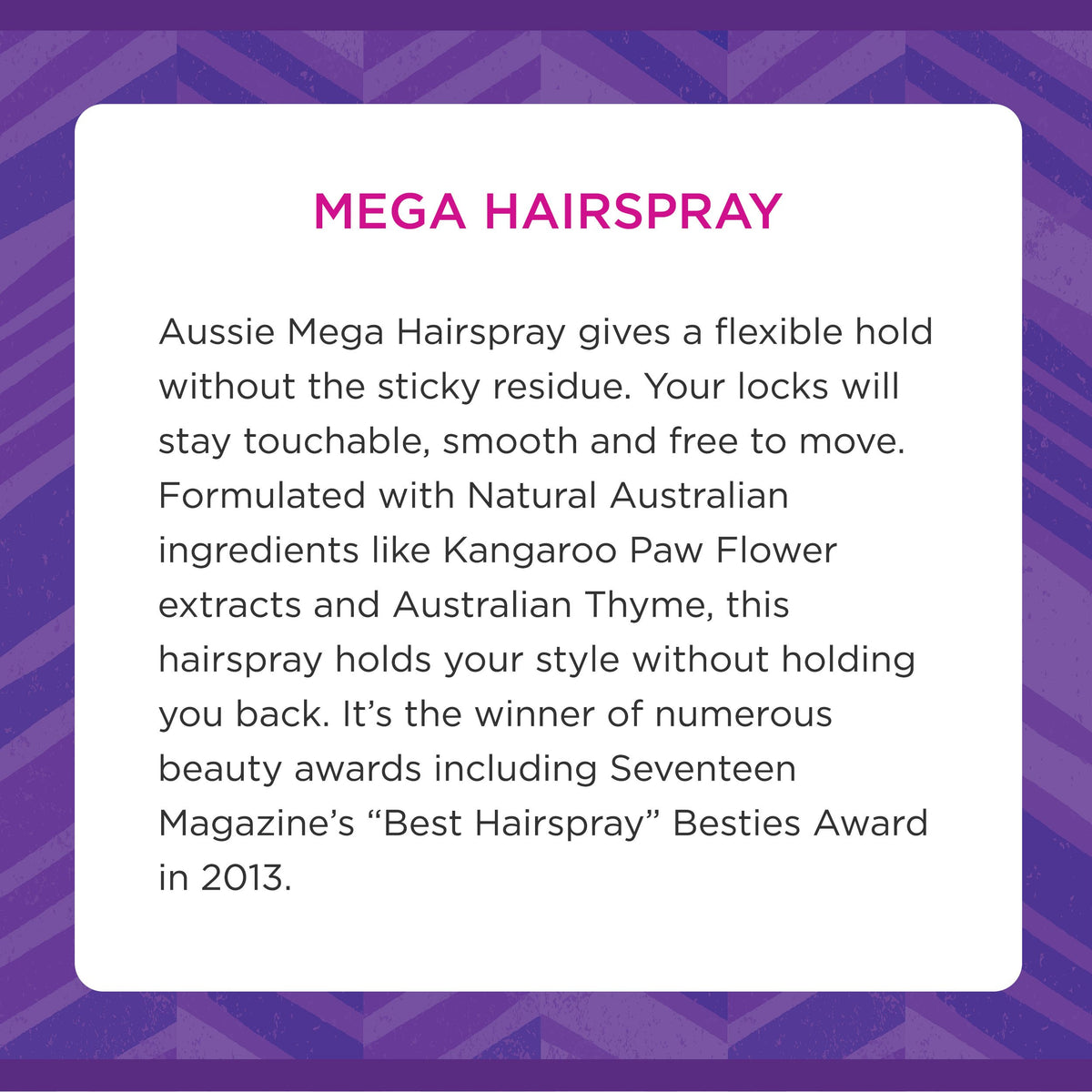 Aussie Mega Hairspray being applied to model hair for long-lasting hold