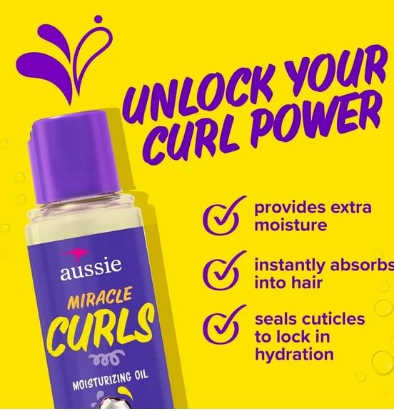 Aussie applying oil to damp hair to reduce frizz and add shine