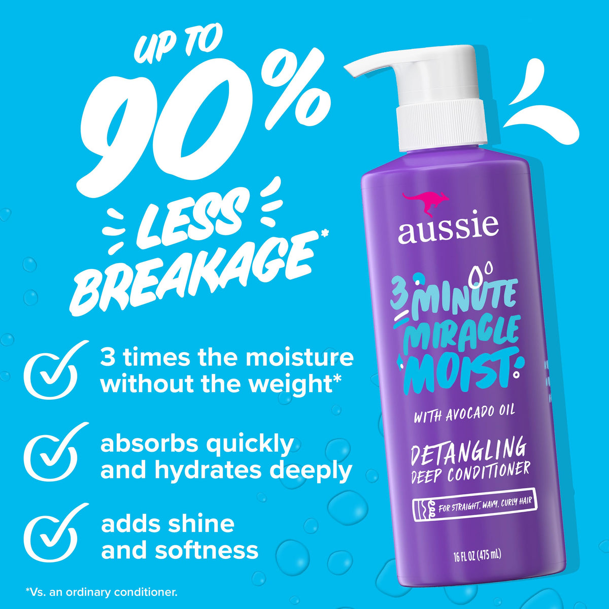 Aussie conditioner cream texture demonstrating rich slip for easier detangling