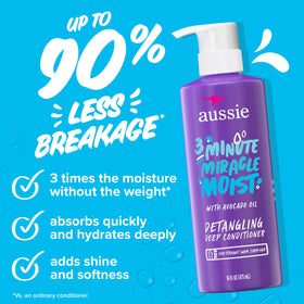 Aussie conditioner cream texture demonstrating rich slip for easier detangling