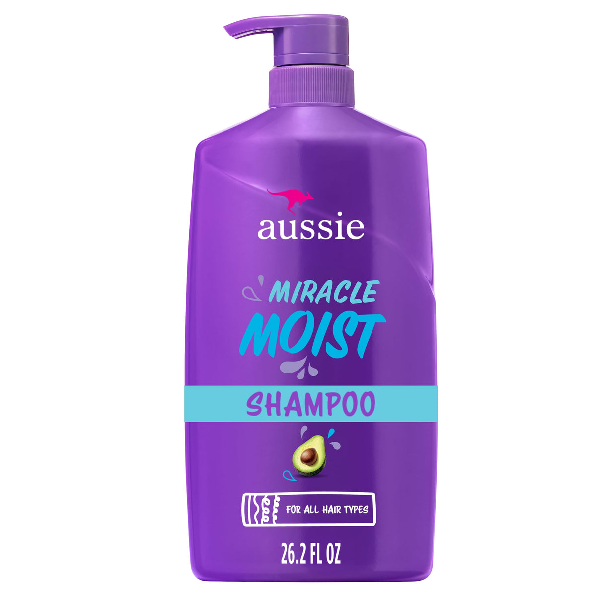 Aussie front packaging showing large hydrating shampoo bottle and branding benefit