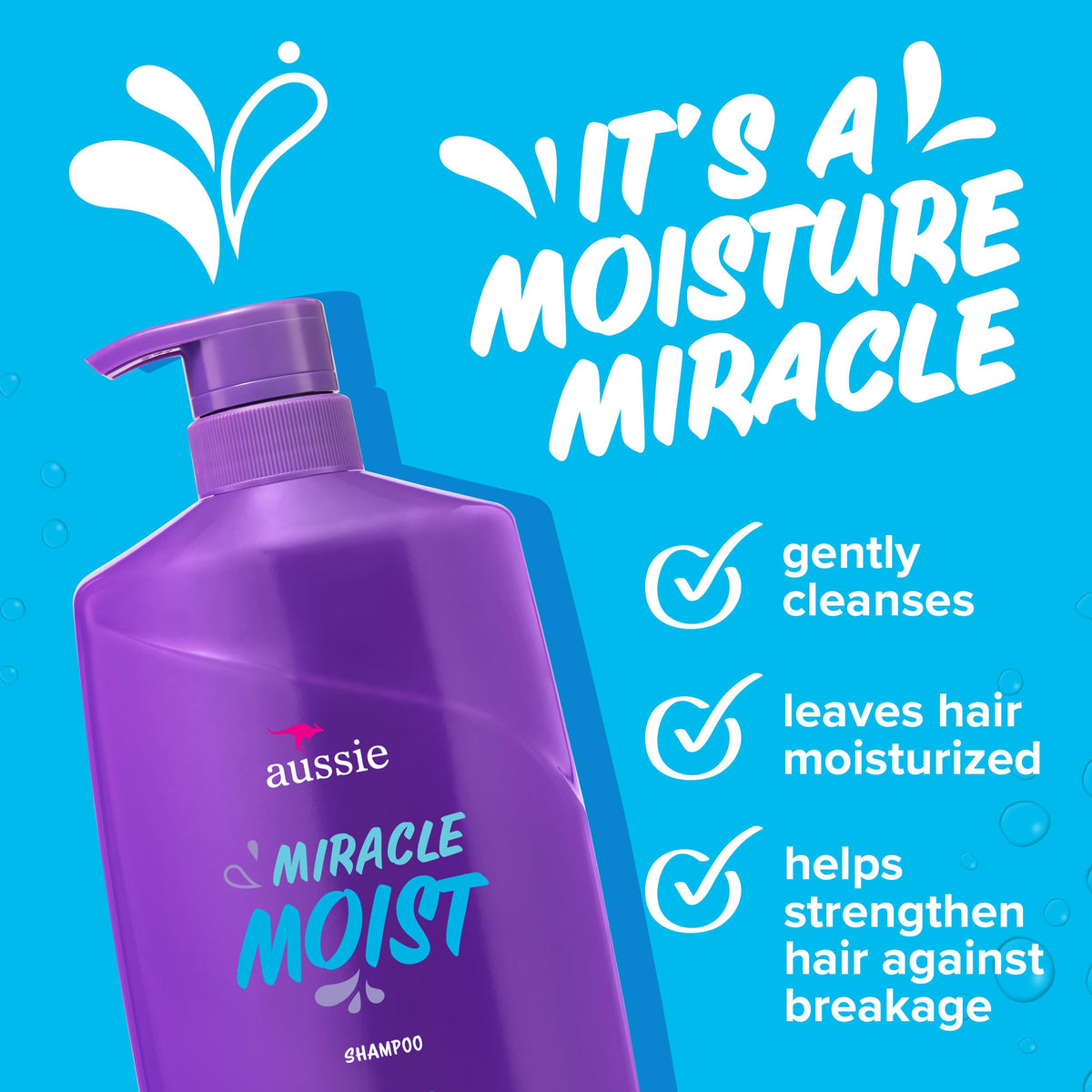 Aussie pump dispensing creamy lather that cleanses while retaining moisture