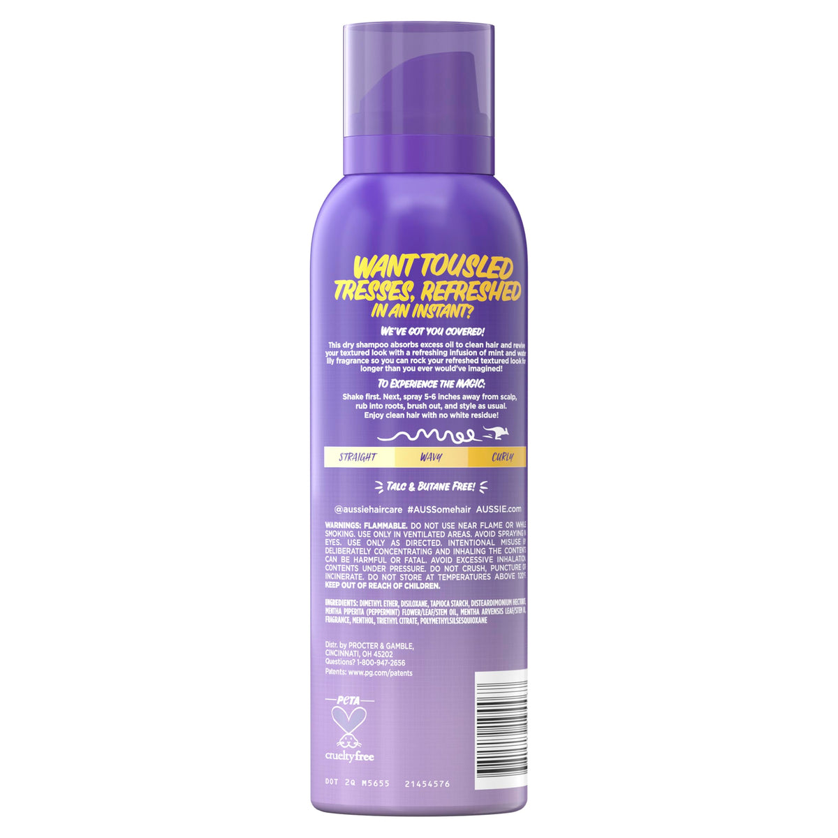 Aussie back of packaging with directions for easy at-home use benefit