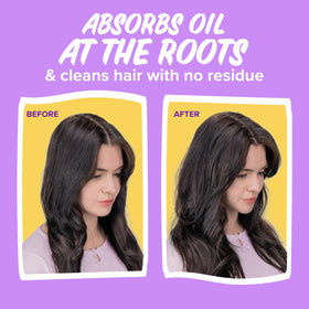 Aussie before and after roots showing reduced greasiness benefit