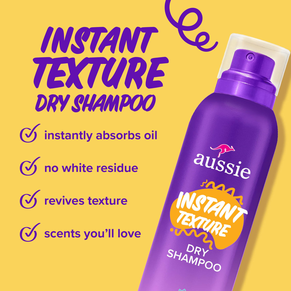 Aussie close-up of side label highlighting talc-free and butane-free