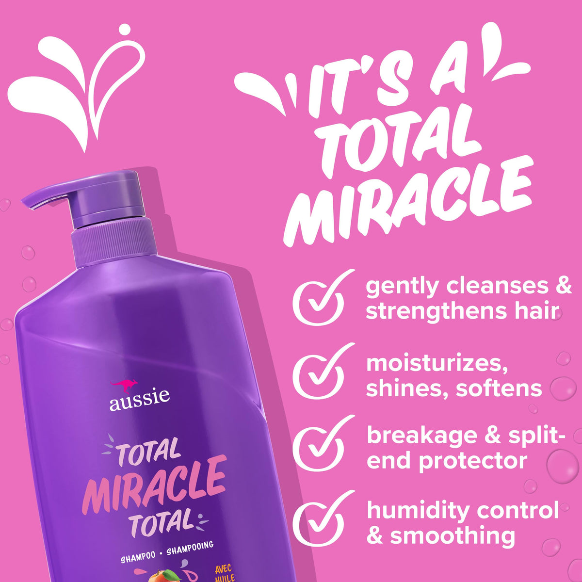 Aussie bottle pump dispensing shampoo foam for easy application