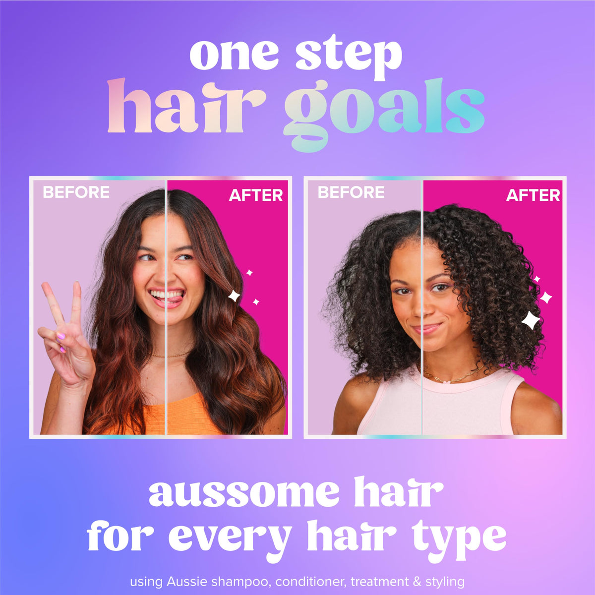 Aussie product applied to damp hair mid-lengths to ends, eases detangling