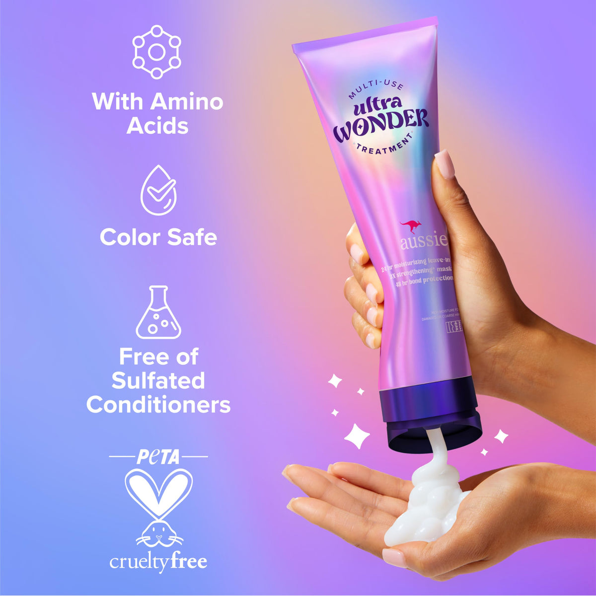 Aussie in-shower mask on wet hair, 10-minute treatment for deep conditioning