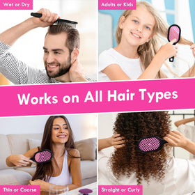 Aussumy brush used on wet hair to detangle gently and prevent snapping