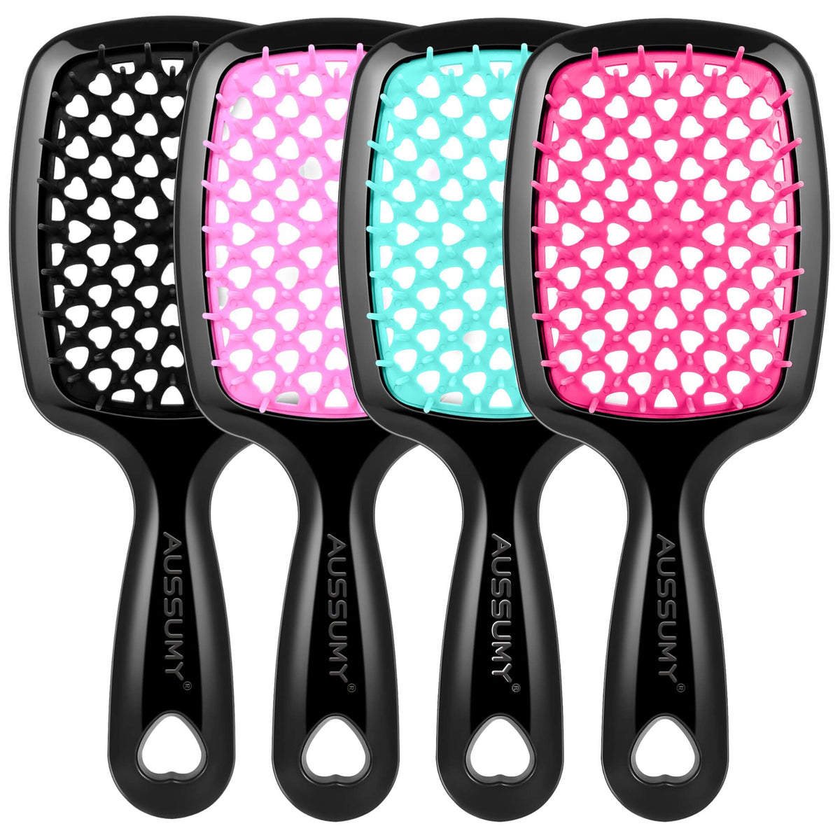 Aussumy front view of the 4-pack brushes showing compact travel-ready design and convenience