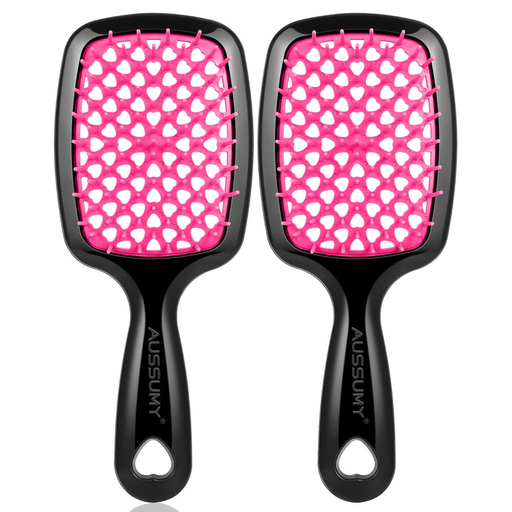 Aussumy front packaging showing magenta detangler set and quick benefits