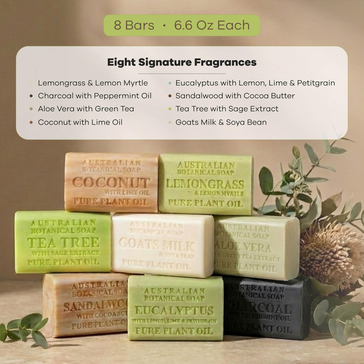 Australian Botanical Soap goat milk bar on counter emphasizing creamy moisturization