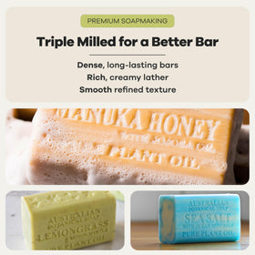 Australian Botanical lemongrass bar in hand illustrating invigorating citrus scent