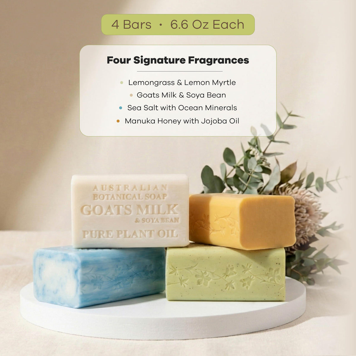 Australian Botanical manuka honey bar beside honey jar offering smoothing feel