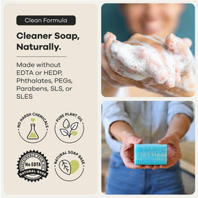 Australian Botanical Soap bar next to a ruler showing larger, long-lasting size