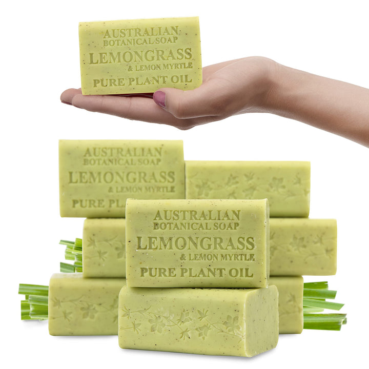 Australian Botanical Soap front packaging showing eight citrus-scented bars for value